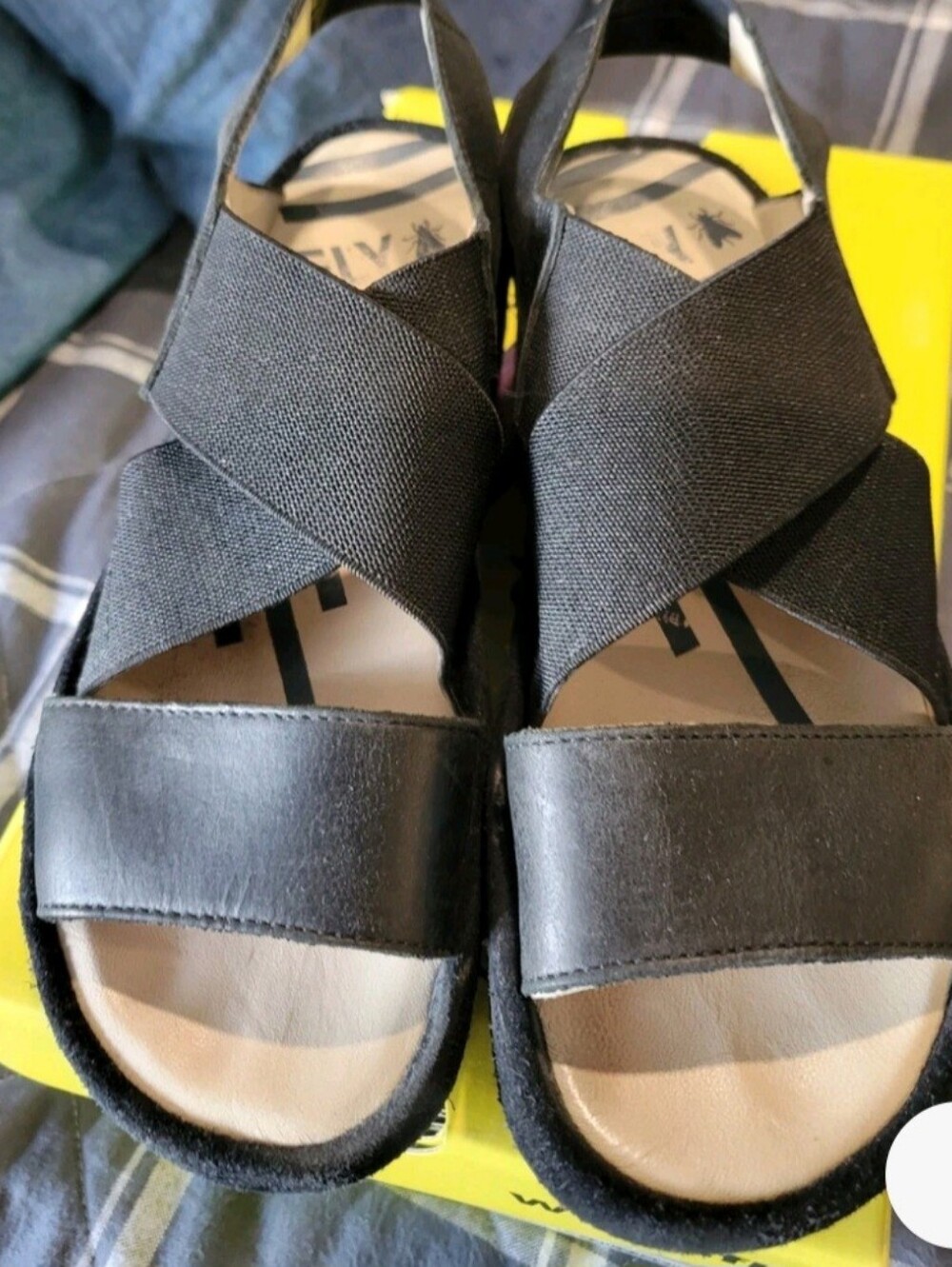 Fly London Black Platform Sandals